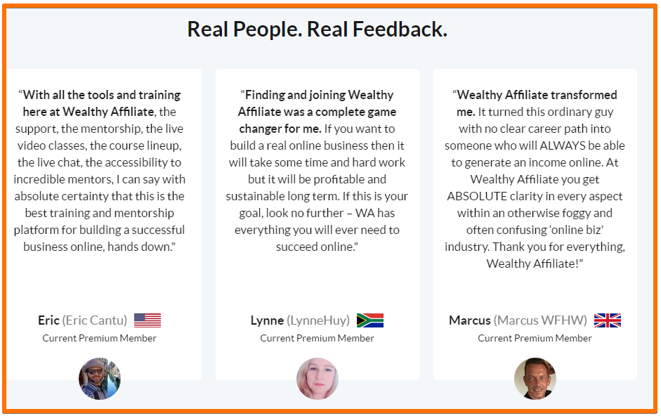 work from home business - Wealthy Affiliate testimonials