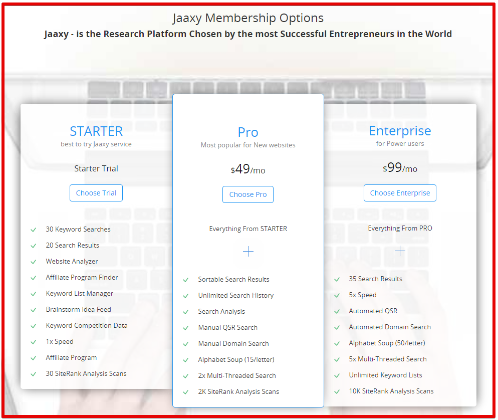 Jaaxy Pricing