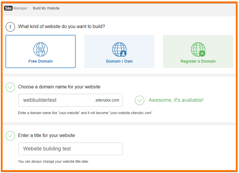How to build a website for free - Website domain name search