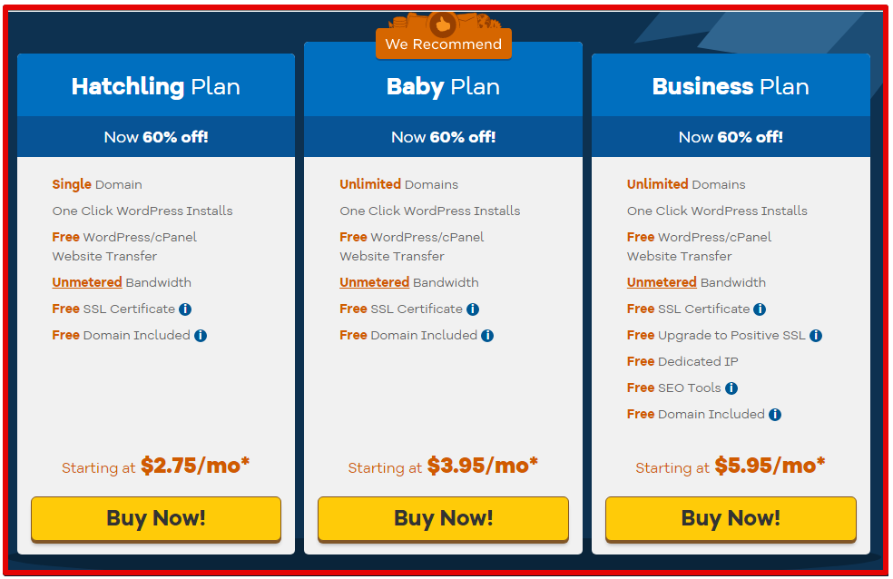 hostgator hosting plans