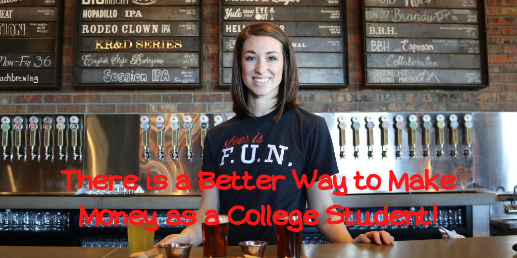Best ways to make money for college students - Young lady working as a bartender to help pay her way through college