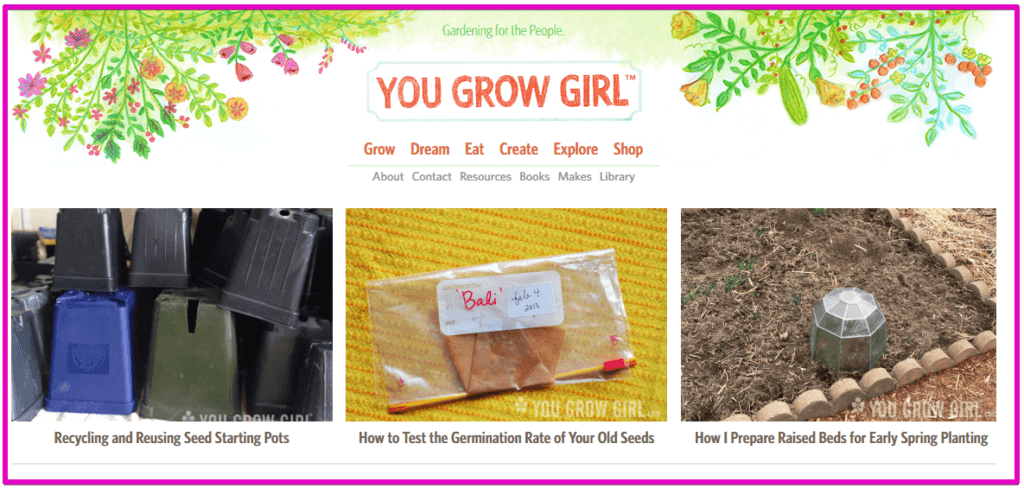 make good money online from gardening - You Grow Girl Garden blog home page