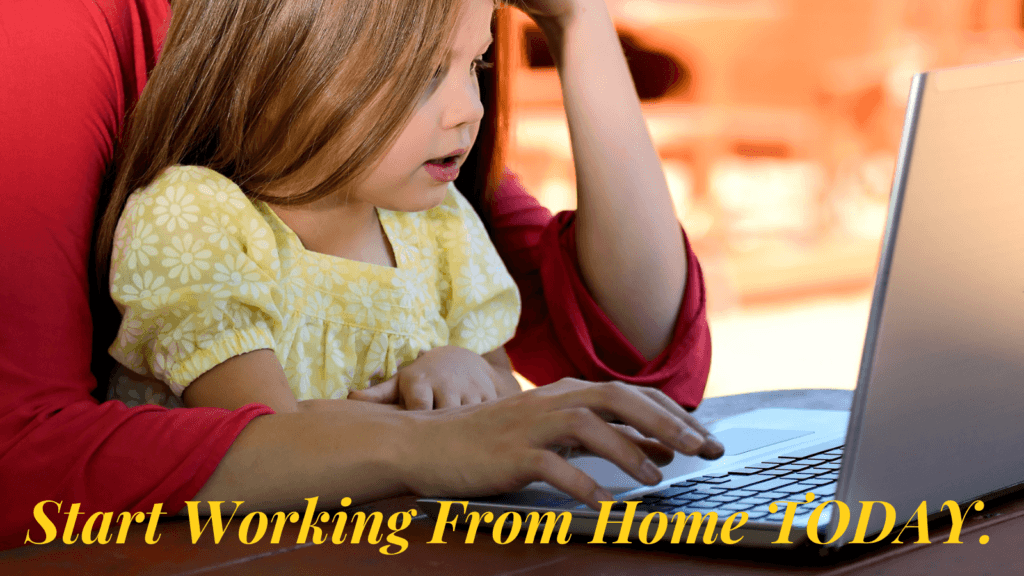 PaidSocialMediaJobs review - little girl sitting in her mom's lap while working on her laptop