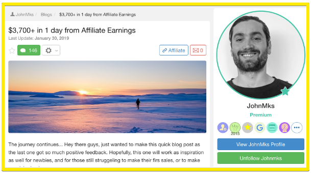 money online success at wealthy affiliate John Mks