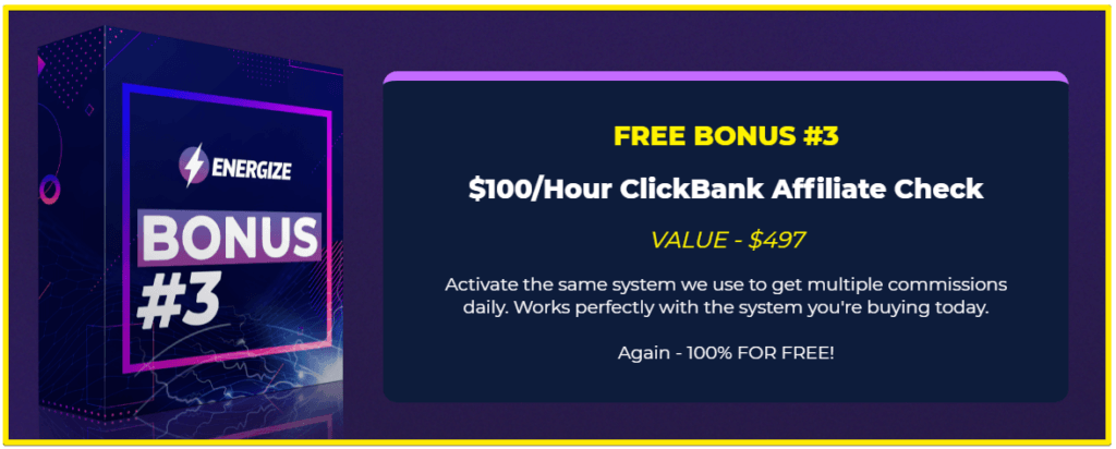 Energize $100 per hour clickbank bonus