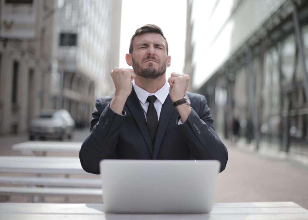 Frustrated gentleman trying to figure out how to make money online.