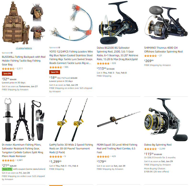 the best niche for affiliate marketing - Amazon surf fishing products examples