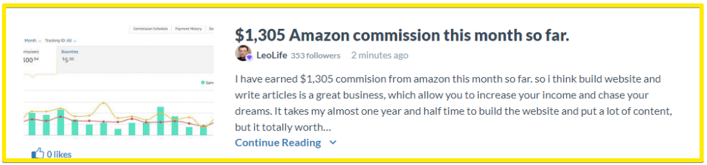 Wealthy affilliate does it work - success story at wealthy affiliate from november 2021 $1305 amazon commision in one month