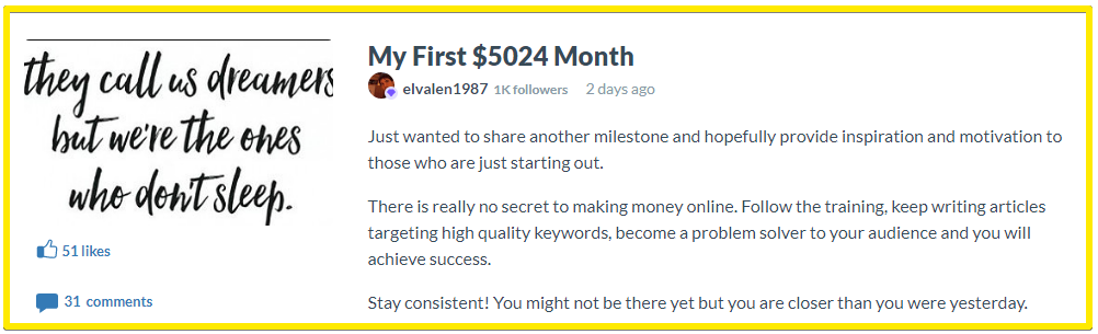 Wealthy Affiliate does it work - success story from november 2021 first $5024 month