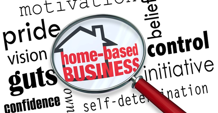 what are the best online business opportunities - magnifying glass looking at sign that reads home-based business