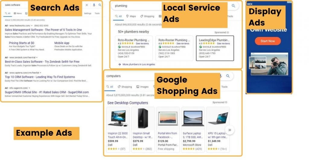 Google ads examples