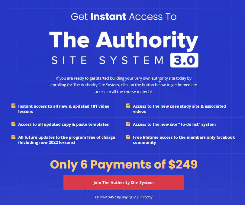 The Authority Site System costs