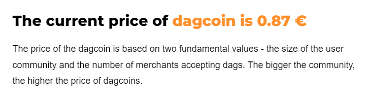 Dagcoin price