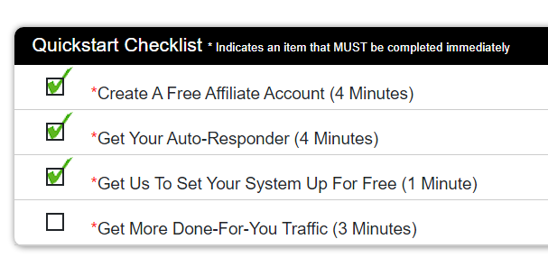 easiest system ever quick start check list
