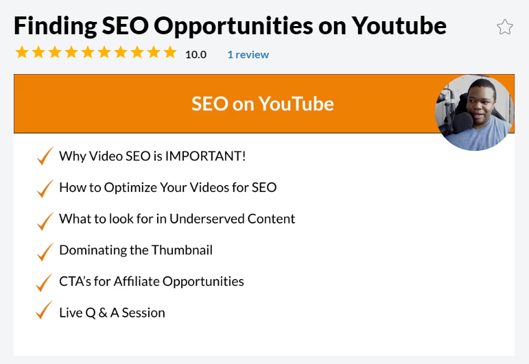 Wealthy Affiliate expert class on SEO for YouTube