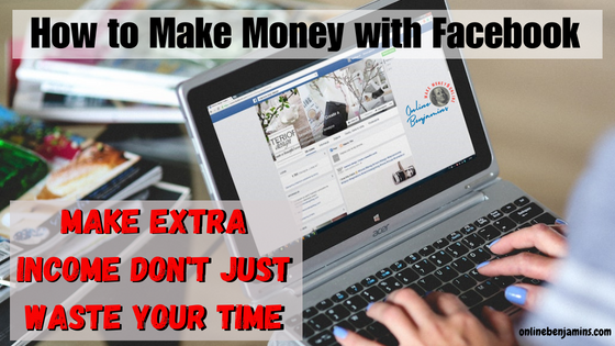 make money with facebook featured image - over the shoulder picture of a lady working on her facebook page from her laptop