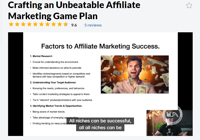 Wealthy Affiliate training on building an affiliate marketing game plan
