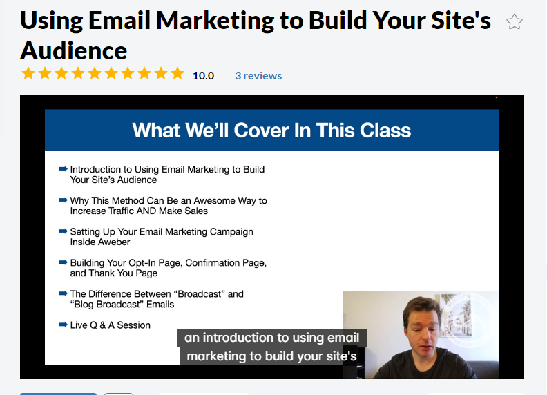 Screenshot of Wealthy Affiliate training on email marketing