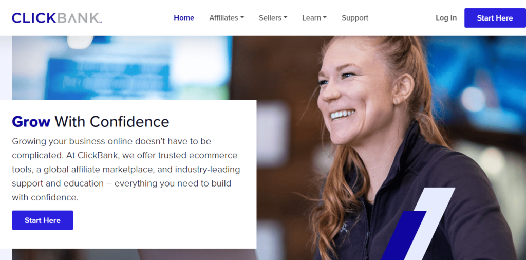 affiliate marketing with clickbank - Clickbank "start here" screen