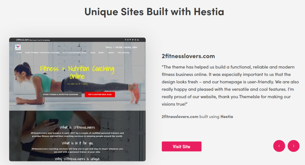 Hestia WordPress theme example - best wordpress themes for bloggers
