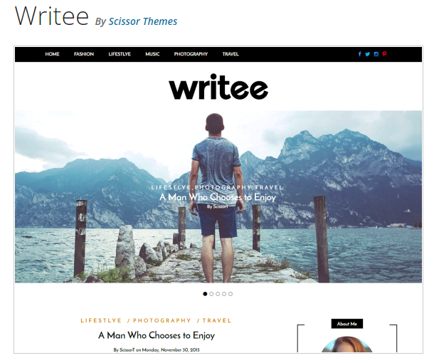 Writee WordPress theme homepage - best wordpress themes for blogging