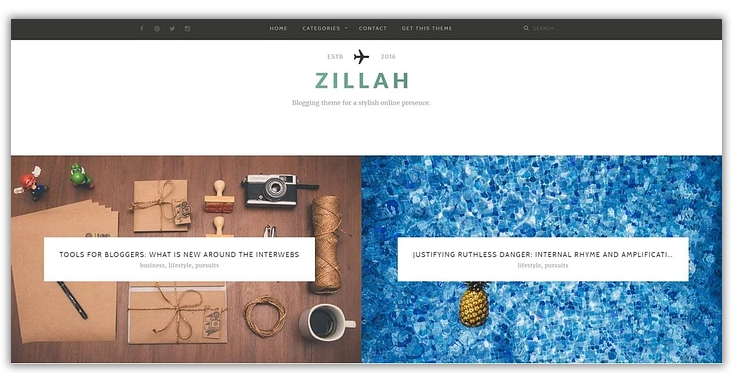 Zillah WordPress them example page - best wordpress themes for blogging