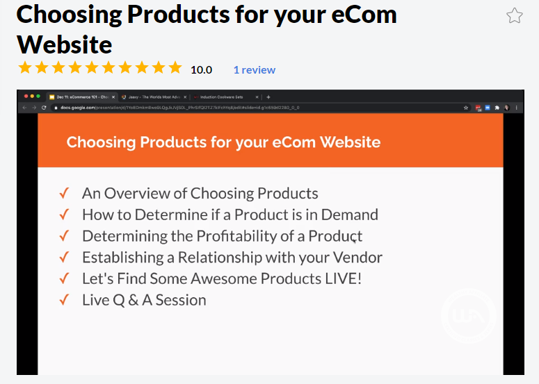 Starting your own online store - Wealthy Affiliate training on choosing products for an ecommerce store