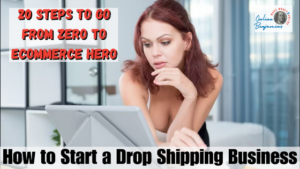 How to start a drop shipping business featured image - Young lady looking intently at her computer screen as she works on her drop shipping business