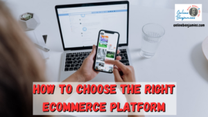 How to Choose the Right Ecommerce Platform - looking over the shoulder of someone checking their mobile phone while working at their laptop