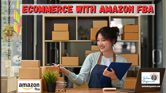 Ecommerce with Amazon FBA featured image - lady packing boxes for shipment to the Amazon FBA warehouse