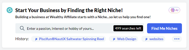 Find profitable affiliate Marketing niches with the Wealthy Affiliate Niche Finder AI Tool