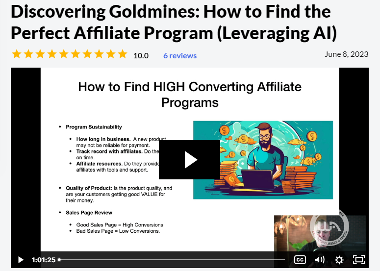 Video on how to find the best affiliate programs