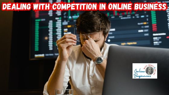 Dealing with Online Business Competition featured image with a man sitting at his desk with his laptop open and rubbing his eyes.
