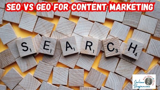 SEO vs GEO for Content Marketing featured image showing a table covered with Scrabble tiles and spelling out the word "search".