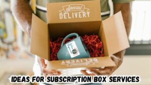 Ideas for Subscription Box Services featured image showing an open subscription box with a coffee mug inside.