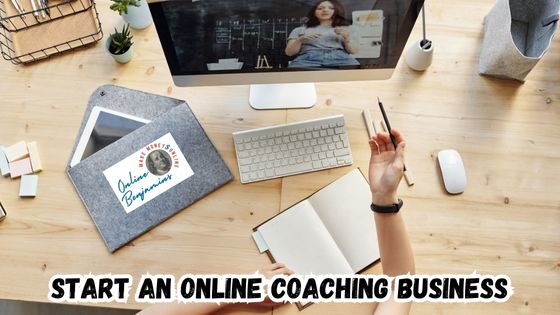 Start an Online Coaching Business featured image showing someone sitting at their desk and being coached online.