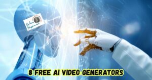 8 Free AI Video Generators: Featured Image Showing a Hand Reaching Out to Touch the Head of an AI Robot.