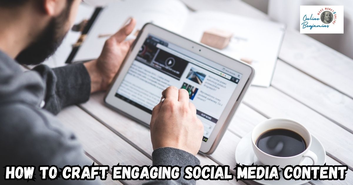 How to Craft Engaging Social Media Content featured image showing a man engaging with social media on his tablet.