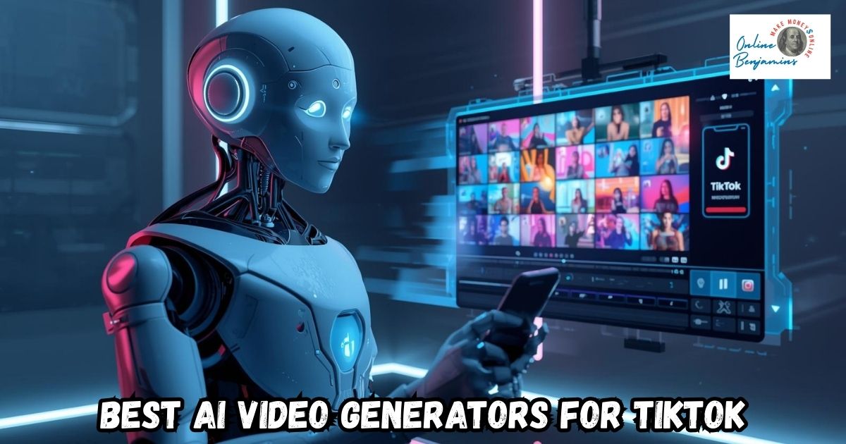 Best AI Video Generators for TikTok featured image showing an AI robot posting a video to TikTok.